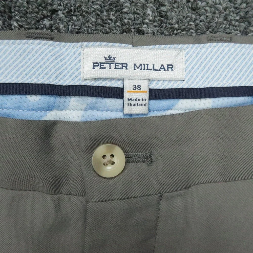 Peter Millar Shorts Mens 38 Gray Salem Performance Golf Chino Flat Front